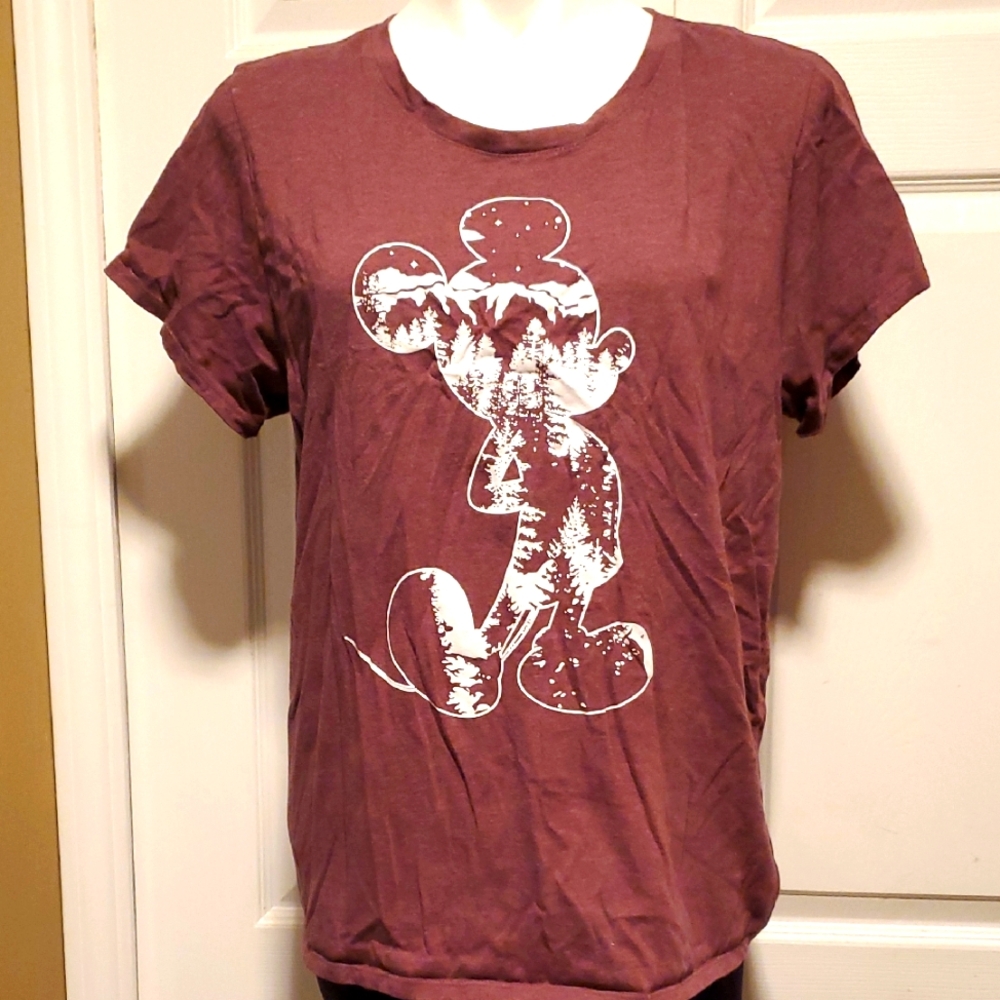 Disney Family Fun Women's Maroon Mickey Mouse T-Shirt - Size XL
